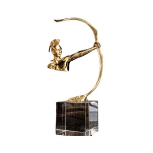 Statueta decorativa din metal, Ancient, 16x8x32cm, Auriu