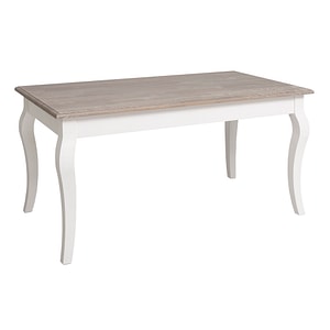 Masa dining cu picioare curbate 210x90x78cm, blat stejar, culoare blat gri P067, culoare picioare alb P004, dublu color, 100% lemn masiv, 210x90x78 cm