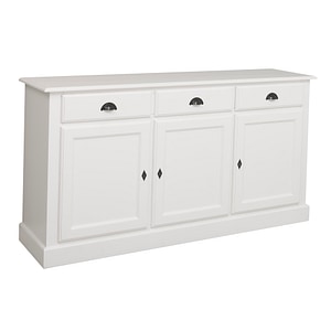 Bufet cu 3 usi, 3 sertare, BAS, culoare alb P004, vopsit, 100% lemn masiv, 172x90x45 cm