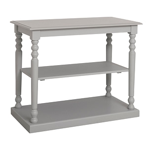 Consola cu picioare strunjite, 1 polita, culoare gri P010, vopsit, 100% lemn masiv, 110x89x60 cm