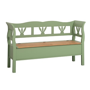 Banca mare, blat stejar, 100% lemn masiv, 163x92x48 cm, dublu color, blat maro deschis P002, corp verde P054