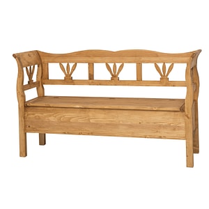 Banca mare, ceruit, 100% lemn masiv, 163x92x48 cm, maro deschis