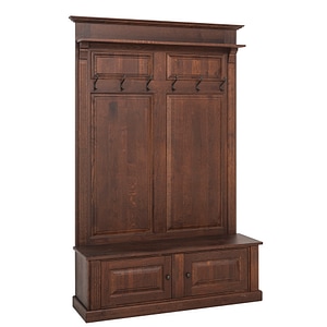 Cuier cu 2 usi stejar, lacuit, 100% lemn masiv, 140x210x41 cm, culoare cires P081