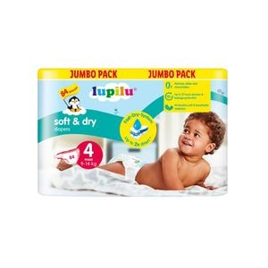 Scutece LUPILU Jumbo Pack, 9-14 kg, Marimea 4, Soft and Dry, 84 bucati