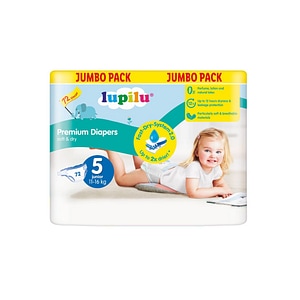 Scutece LUPILU Jumbo Pack, 11-16 kg, Marimea 5, Soft and Dry, 72 bucati