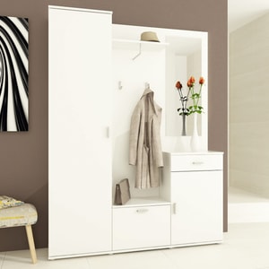 Set mobilier hol/cuier, modern, lungime 145 cm, cu dulap