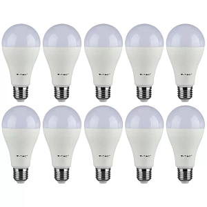 Bec LED V-TAC, 17W, E27, A6,5 lumina calda, set 10 buc
