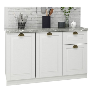 Mobilier bucatarie inferior MDF, Seria Square, Cu sertar, 120x50x80cm, Alb rustic