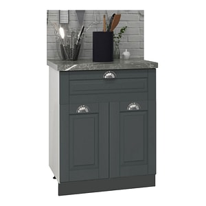 Mobilier bucatarie inferior MDF, Seria Square, 2 usi 1 sertar, 60x50x78cm, Antracit