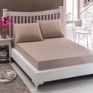 Set de pat 3 piese Mally Home, 160x200+25 cm+2/50x70 cm, 100% Bumbac, Bej