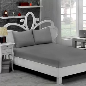 Set de pat 2 persoane Mally Home, 160x200 cm +2/50x70 cm, 100% bumbac, Gri
