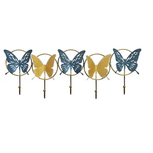 Cuier metalic Deco Art, Fluturi, 60 x 21 cm, Multicolor
