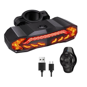 Stop bicicleta cu Telecomanda Wireless Simply Joy, 2000mAh, 6 Moduri de Luminare, USB, Senzor Vibratii, Frana, Alarma antifurt, Sonerie Electrica si Lumina de Frana Automata, Negru