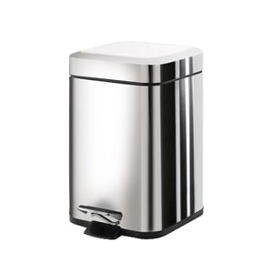 Cos de gunoi cu pedala Gedy Argenta Square, Crom Lucios, 3L