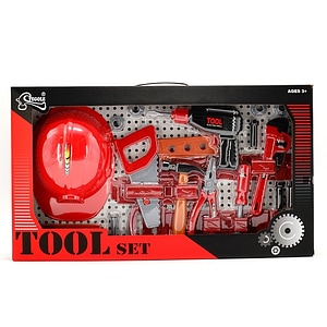 Trusa de scule copii Tegole, Pentru atelier, Cu casca, 3 ani+, Multicolor