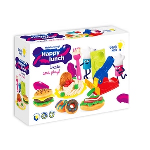 Kit plastilina Genio Kids, Happy lunch, pentru modelat, creativ, 450g