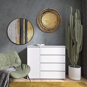 Comoda Light KL 3 Everest, PAL, 105 x 38 x 93 cm, Alb