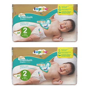 Scutece Lupilu Big Pack, 4-8 kg, Marimea 2, Derma Soft, 88 de bucati