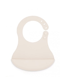 Baveta BabyJem, Mini, Reglabila, Din silicon, Fara BPA, 0 luni+, Ecru