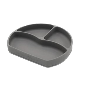 Farfurie BabyJem, Compartimentata, Din silicon, Cu ventuza, Gri