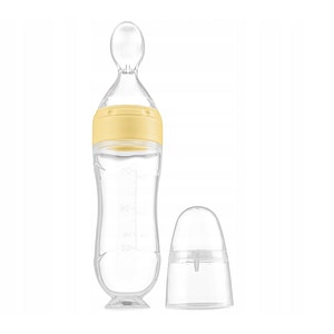 Lingurita Kidnort, Retter Sommar, Cu rezervor gradat, Din silicon, 90 ml, Yellow
