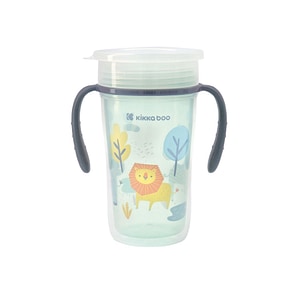 Cana KikkaBoo, 360 Sippy Cup Lion, Cu manere, Din silicon, Capacitate 300 ml
