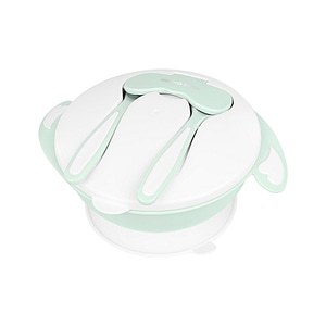 Set hranire KikkaBoo, Bowl, 4 in 1, Castron, Multifunctional, Cu ventuza, Cu tacamuri, Mint