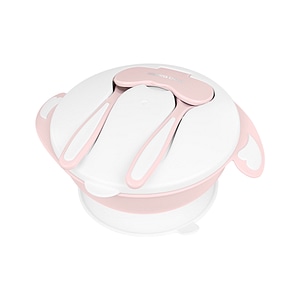 Set hranire KikkaBoo, Bowl, 4 in 1, Castron, Multifunctional, Cu ventuza, Cu tacamuri, Pink