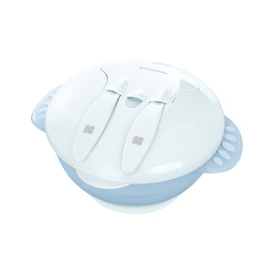 Set hranire KikkaBoo, Feed-me-up, 4 in 1, Castron, Multifunctional, Cu ventuza, Cu tacamuri, Blue