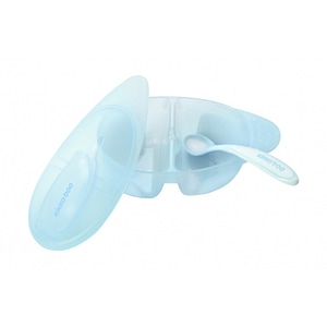 Set hranire KikkaBoo, Tasty, Castron, Cu 2 compartimente, Cu lingurita, Blue