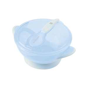 Set hranire KikkaBoo, Feedy, Castronel, Cu ventuza si capac, Cu lingurita, Blue
