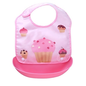 Baveta Little Mom, Cupcake, Impermeabila, Cu buzunar, Pink