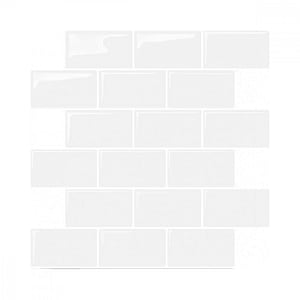 Set de tapet Render, 6 bucati, vinil, alb, 26 x 30 cm