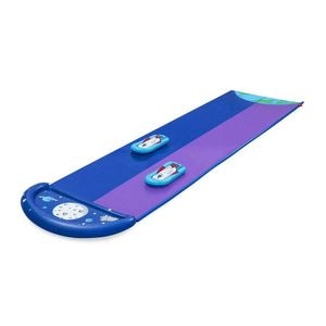Tobogan de apa Bestway, gonflabil, realizat din PVC, cu conexiune la un furtun de gradina, 2 persoane, lungimea de 488 cm, mov