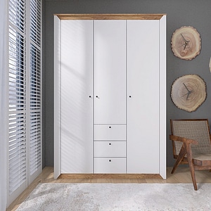 Dulap 1400 Nordic Everest, PAL, Auriu, 140 x 50 x 205 cm, Alb