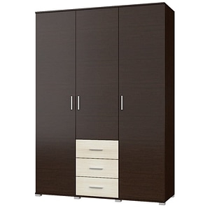 Dulap cu 3 usi si 3 Sertare Breeze ShP-5 Everest, 150 x 52 x 210 cm, Wenge/Cotta Beige