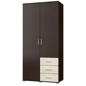 Dulap cu doua usi Breeze ShP-4 cu sertare Everest, 100 x 52 x 210 cm, Wenge/Cotta Beige