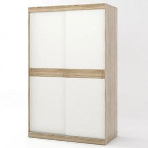 Dulap Sonata-1400 Everest, PAL, usi glisante, Culoare stejar sonoma, 140x60x217 cm, Alb