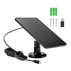 Mini panou solar pentru alimentare camere, incarcare telefon NEXTLY, 10W 5V, cablu 3m, conector micro-usb si adaptor tip c inclus, 175x120 mm, negru