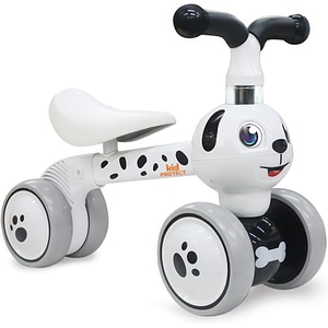 Bicicleta Fara Pedale Catelus Copii KidProtect MiniRider, 10 - 36 Luni, Ghidon cu Limita, Ochi Clipitori, Roti Late, Sea Ergonomica, Alb