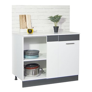 Mobilier bucatarie inferior colt dreapta/stanga Badenmob, seria Sarona, alb antracit, 100x80x50cm