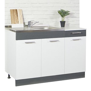 Mobilier inferior bucatarie Badenmob, seria Sarona, 120x80x50cm, alb/antracit