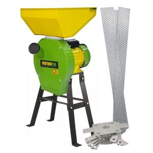 Moara cereale si stiuleti PartnerPRO PP3900 cu suport, motor 3.9 Kw, 20 ciocanele, 4 site, cuva mare, 240 kg/h