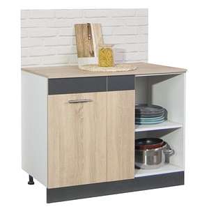 Mobilier bucatarie inferior colt dreapta/stanga Badenmob, seria Sarona, sonoma antracit, 100x80x50cm