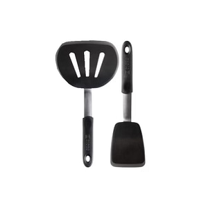 Set de 2 spatule Di Oro, otel inoxidabil/silicon, argintiu/negru