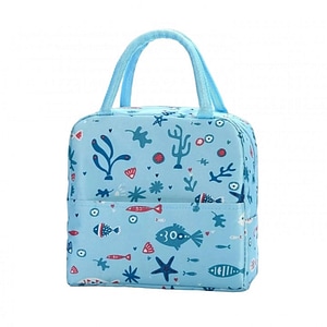 Geanta pentru pranz Hillylolly, tesatura oxford/folie, albastru, 22,5 x 19 x 12 cm