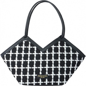 Geanta de umar pentru femei LUI SUI, piele PU/poliester, alb/negru, 40 x 12 x 28 cm