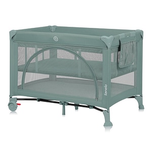 Patut pliant Lionelo, Laura, 102 x 74 cm, Doua nivele, Functie de tarc, Cu roti, Include salteluta si geanta de transport, Pana la 15 kg, 0 luni +, Verde