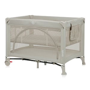 Patut pliant Lionelo, Laura, 102 x 74 cm, Cu doua nivele, Functie de tarc, Cu roti, Include salteluta si geanta de transport, Pana la 15 kg, 0 luni +, Bej