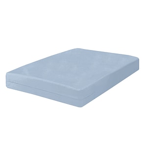 Husa cu fermoar Metru Patrat, pentru saltea de 70x190 cm, din bumbac 100% natural, albastru deschis, uni